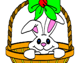 Disegno Coniglietto nella cesta  pitturato su ALICE