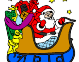 Disegno Babbo Natale alla guida della sua slitta pitturato su JENNIFER