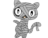 Disegno Mummia gatto scaraboechio pitturato su luca