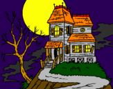 Disegno Casa incantata  pitturato su Luna