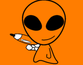 Disegno Alieno II pitturato su MARTY SCRICCI