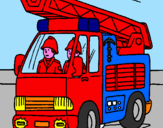 Disegno Camion dei Pompieri  pitturato su MIRKO