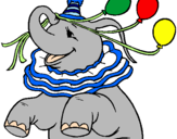 Disegno Elefante con 3 palloncini  pitturato su lelefante