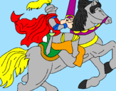 Disegno Cavaliere a cavallo pitturato su GIOSUE