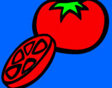 Disegno Pomodoro pitturato su elena