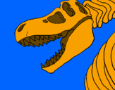 Disegno Scheletro di Tyrannosaurus rex pitturato su sara