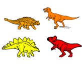 Disegno Dinosauri di terra  pitturato su mattia