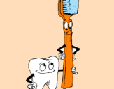 Disegno Molare e spazzolino da denti pitturato su sofia stentella