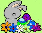 Disegno Coniglietto di Pasqua  pitturato su giulia 