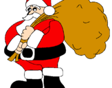 Disegno Babbo Natale e il suo sacco di regali pitturato su ceci