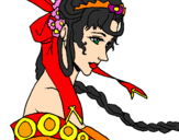 Disegno Principessa cinese pitturato su bo