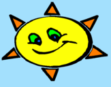 Disegno Sole sorridente  pitturato su giovanna