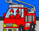 Disegno Camion dei Pompieri  pitturato su matteo