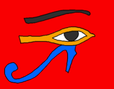 Disegno Occhio di Horus  pitturato su cecilia
