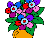 Disegno Vaso di fiori  pitturato su GRETA