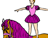 Disegno Trapezista in groppa al cavallo pitturato su clocchi