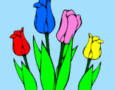 Disegno Tulipani  pitturato su rondine