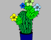 Disegno Fiori di cactus  pitturato su margarita