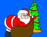 Disegno Babbo Natale che consegna i regali pitturato su ISABELLA