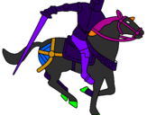 Disegno Cavaliere a cavallo IV pitturato su danilo
