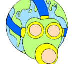 Disegno Terra con maschera anti-gas  pitturato su SILVIA