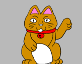 Disegno Gatto della fortuna pitturato su gatto marta