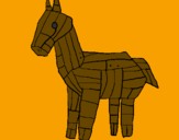 Disegno Cavallo di Troia pitturato su flik-flak