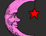 Disegno Luna e stelle  pitturato su Matteo