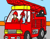 Disegno Camion dei Pompieri  pitturato su elia