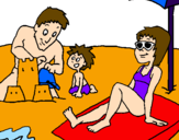 Disegno Vacanza in famiglia pitturato su marta