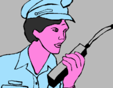 Disegno Polizia con il walkie talkie pitturato su Giulio