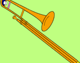 Disegno Trombone  pitturato su rebecca
