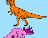 Disegno Triceratops e Tyrannosaurus Rex pitturato su NICCOL0