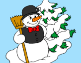 Disegno Pupazzo di neve e albero di Natale pitturato su kiakkia!!!!!!!!!!!!!!!!!!