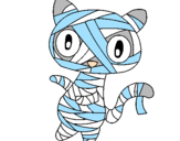 Disegno Mummia gatto scaraboechio pitturato su VALE
