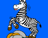 Disegno Zebra che salta sulle pietre  pitturato su alberto