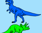 Disegno Triceratops e Tyrannosaurus Rex pitturato su Roberto Adolfo Lopez.