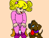 Disegno Bambina con il suo cagnolino  pitturato su ALESSANDRA