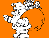 Disegno Babbo Natale e il suo sacco di regali  pitturato su natalie 2006