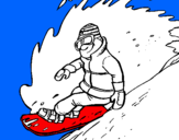 Disegno Discesa in snowboard  pitturato su matteo