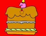 Disegno Torta di compleanno  pitturato su SARA