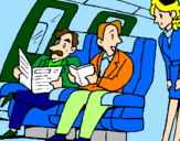 Disegno Passeggeri nell'aereo  pitturato su nancy