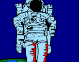 Disegno Astronauta  pitturato su francesca