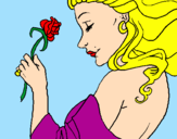 Disegno Principessa con una rosa pitturato su elisa