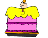 Disegno Torta di compleanno  pitturato su pop