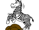 Disegno Zebra che salta sulle pietre  pitturato su MELA