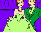 Disegno Principessa e principe al ballo  pitturato su margarita