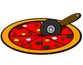 Disegno Pizza pitturato su daniel