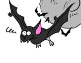 Disegno Pipistrello pazzo  pitturato su saem