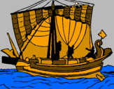 Disegno Barca romana  pitturato su alessandro